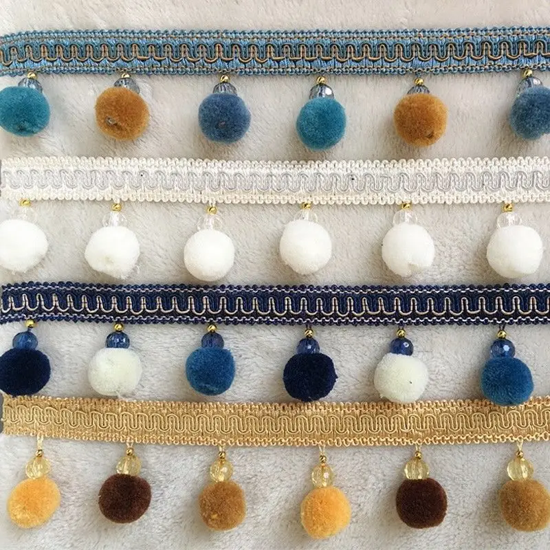 

3 Meter European Style Pompom Fur Ball Ribbon Trim Tassel Craft DIY Sofa Curtain Decoration Sewing Accessories