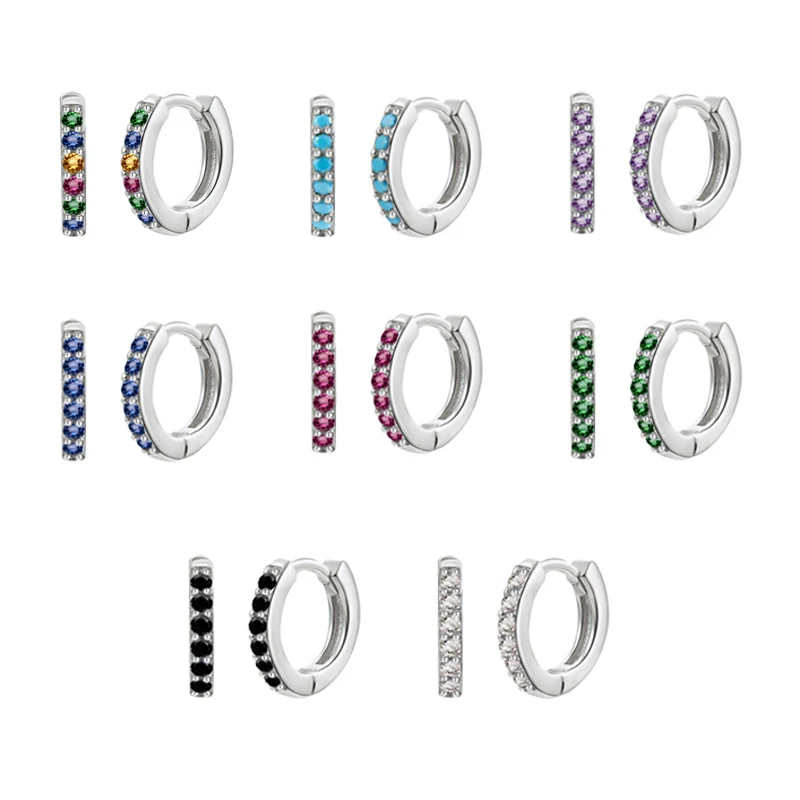 

Colorful Circle Small Hoop Earrings for Women Jewelry Earrings Rainbow925 Sterling Silver Geometry Earring Pendientes Plata 925