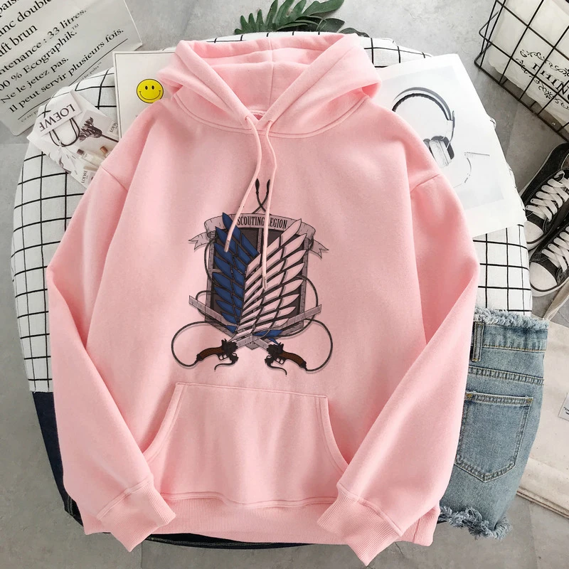 

2021 толстовка с капюшоном из аниме «атака на Титанов», толстовка с капюшоном и длинным рукавом, уличная одежда, Свитшот в стиле Харадзюку, Жен...