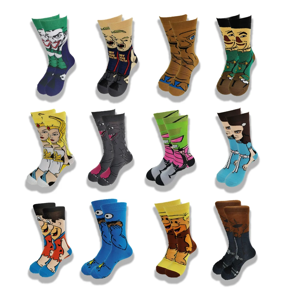 

Cartoon and Animation fFashion Trend Men and Women Socks Autumn and Winter Street Style Middle Tube Skateboard Socks