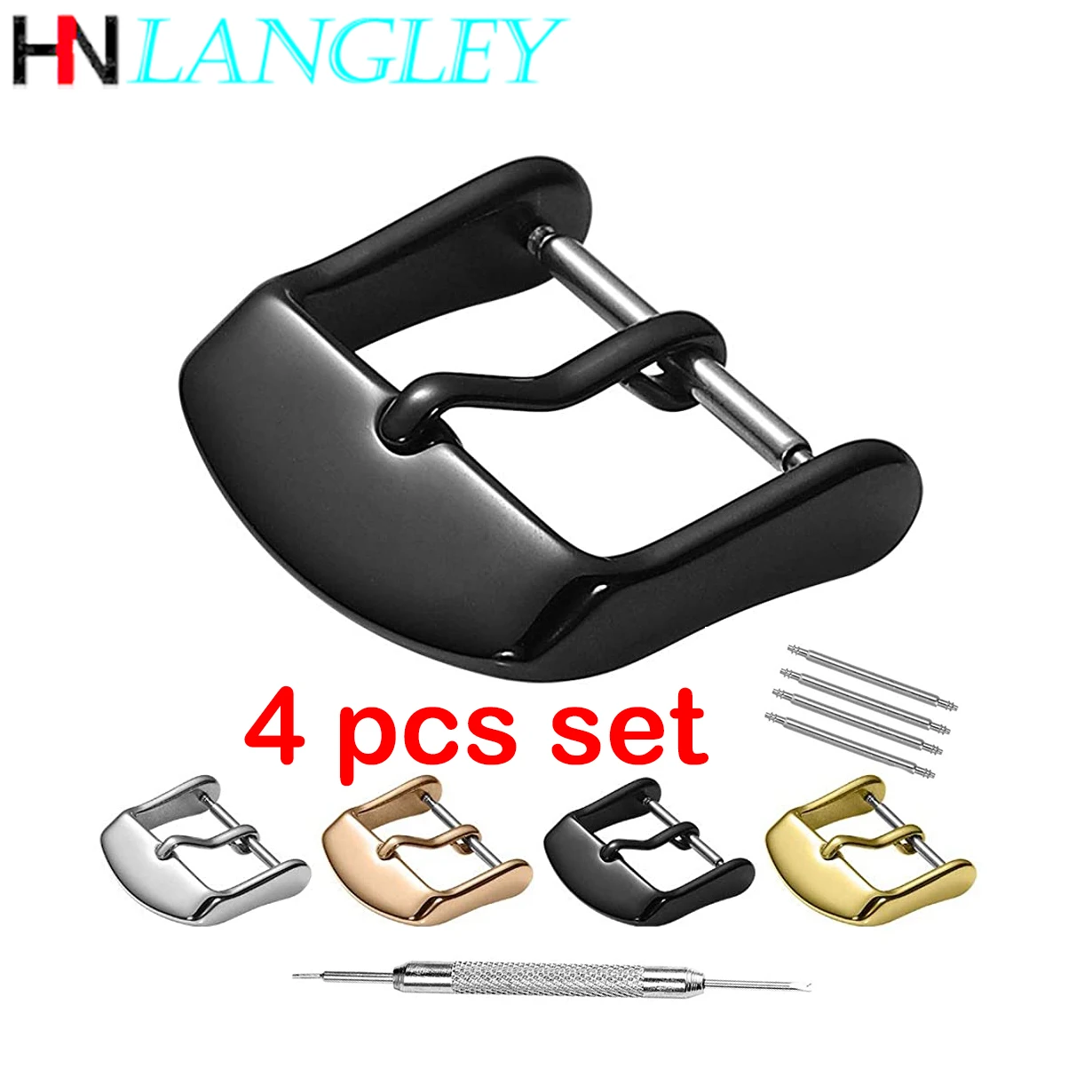 

4 Pieces Watch Bands Straps Replacement Buckle Wellfit Watch Watchband Clasp Vacuum PVD Finish 10 12 14 16 18 20 22 24 Mm Width