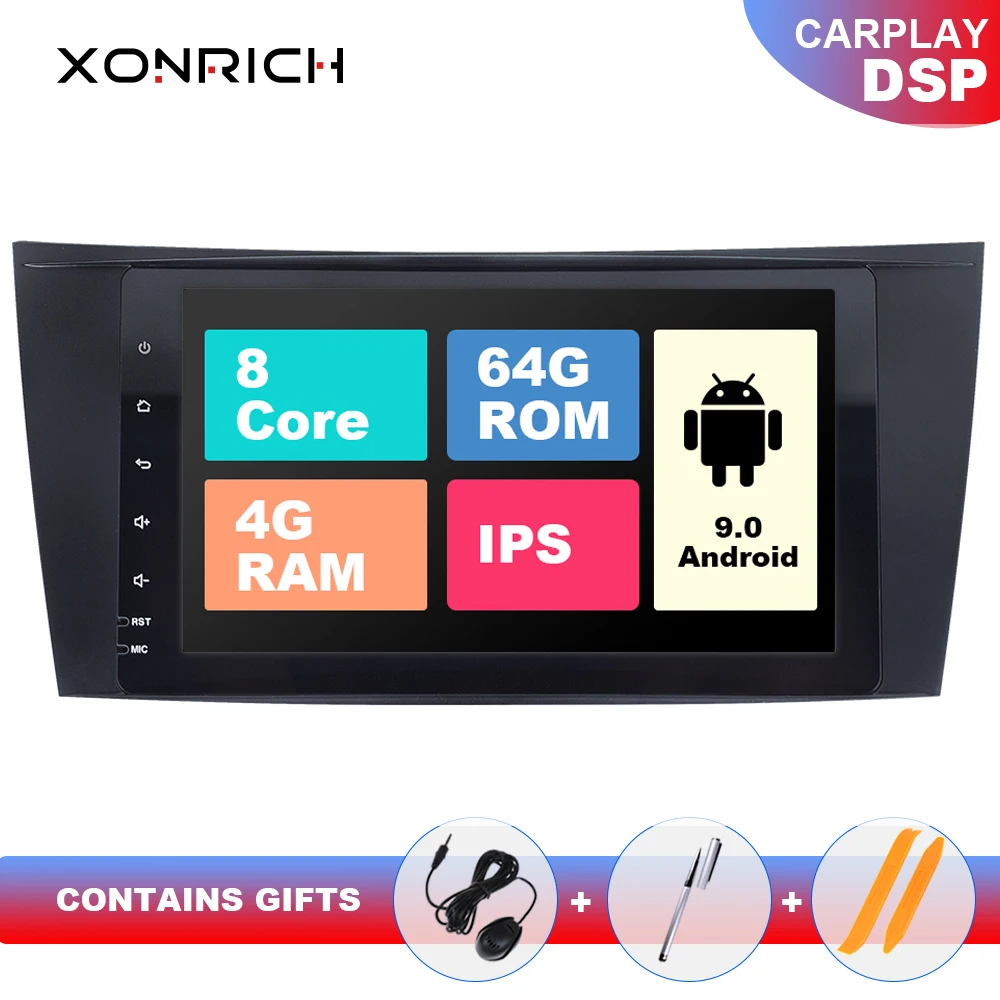 Ips DSP 4G 2 din Android 9,0 автомобильный радиоприемник для Mercedes Benz E-class W211 E200 E220 E300 E350E240 E270 E280CLS класс W219 мультимедиа