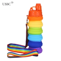 ussc 500ml creative new rainbow silicone water cup outdoor sports personalized cup lovely childrens kettle portable cup hz076