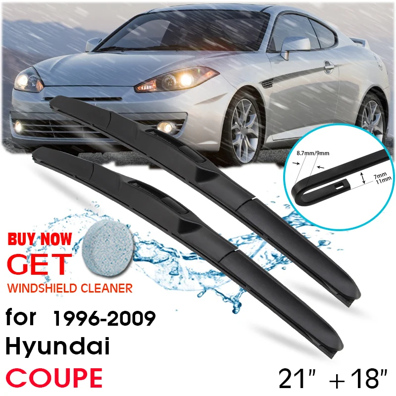 

Car Blade Front Window Windshield Rubber Silicon Refill Wiper For Hyundai COUPE 1996-2009 LHD / RHD 21"+18" Car Accessories