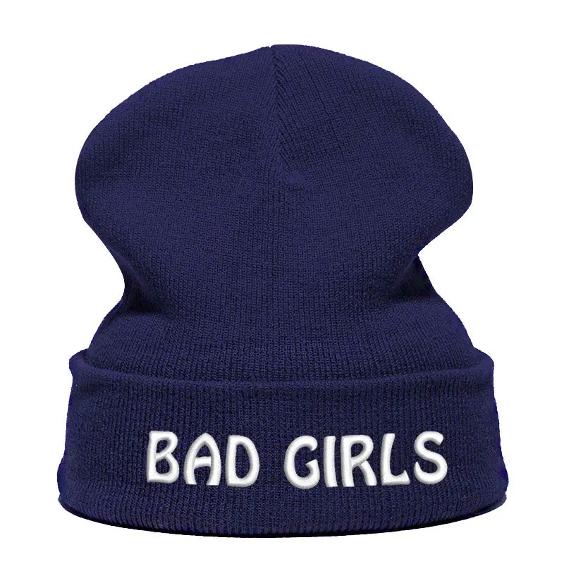 Beanie шляпа Skullie шапка, вязаная шапка-носок Зимняя Вышивка в стиле панк Для мужчин Для женщин подростков уличных танцев забавные персонализированные Csutomized плохие девчонки