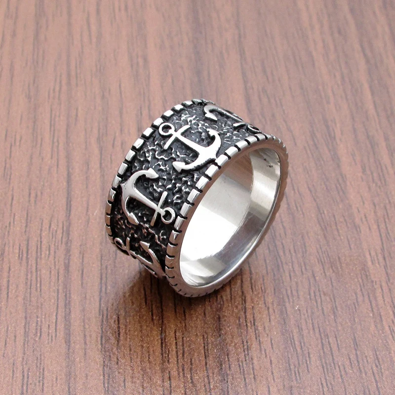 Бесплатная доставка винтажное простое кольцо с матросским якорем амулет из