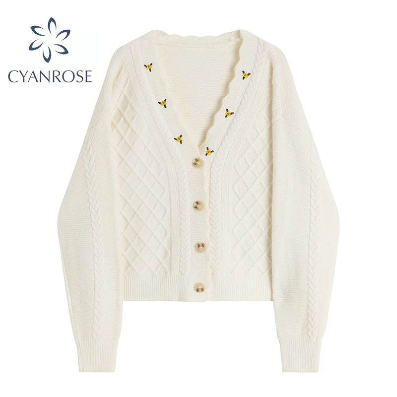 Женский вязаный кардиган на пуговицах повседневный свободный трикотажный