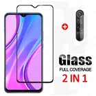 2 в 1 закаленное стекло для xiaomi redmi 9, полное покрытие, защита экрана, очки для redmi redme 9a 9c 9 a c, Защитная пленка для камеры