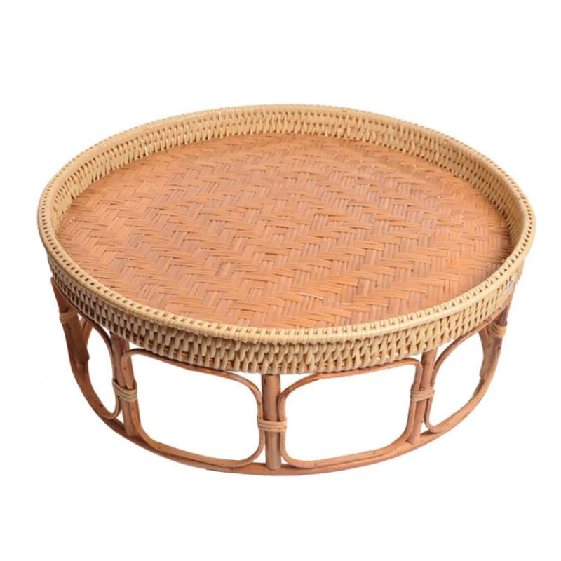 

Tray Coffee table Handmade rattan storage small table Portable outdoor picnic table