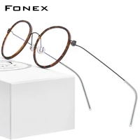 fonex b titanium eyeglasses frame men round prescription myopia optical frames women glasses 2021 korean screwless eyewear 7512