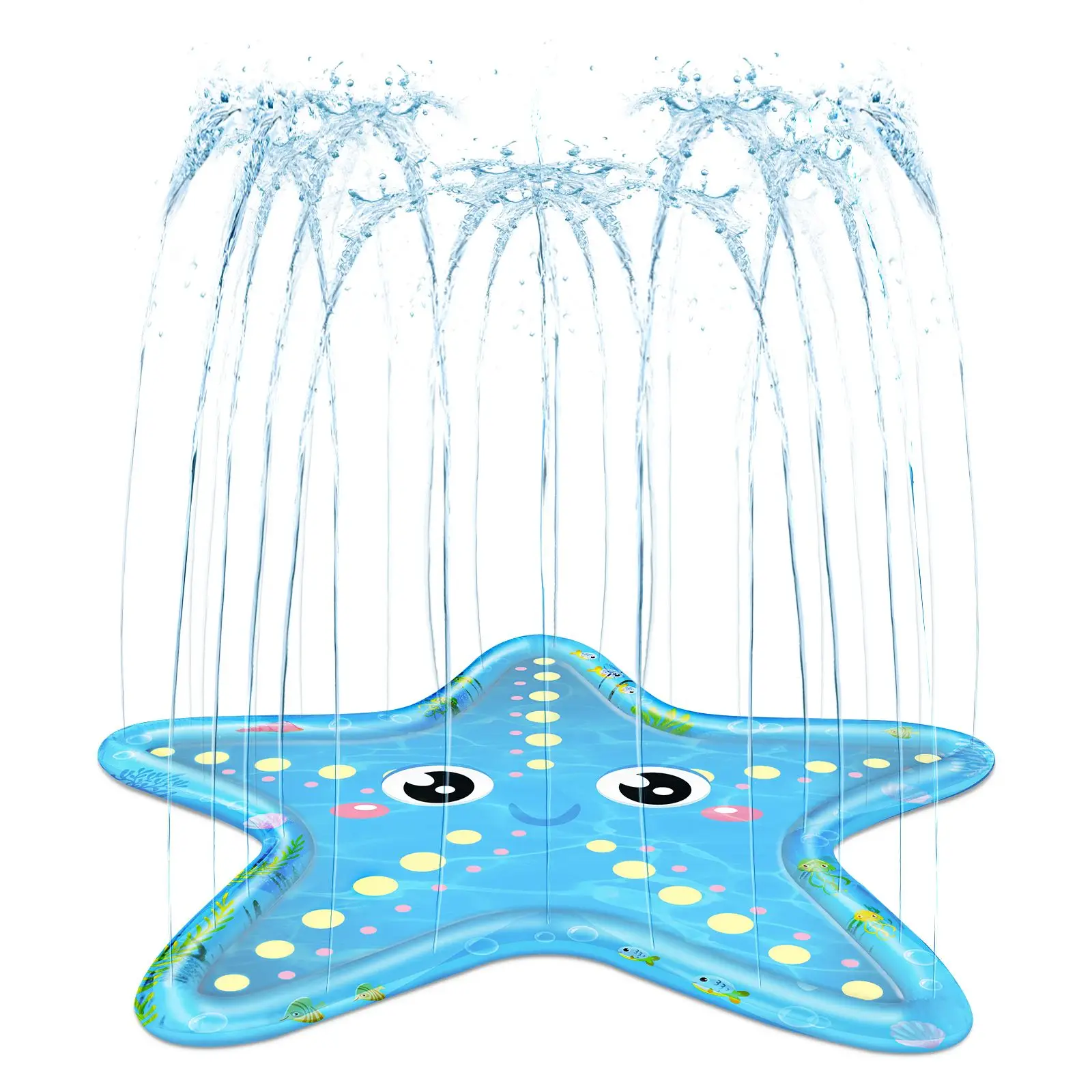 

IBASETOY PVC Splash Play Mat Sprinkler Pad Childern Paddling Water Playing Cushion for Outdoor Garden Lawn (Sea Star Pattern)
