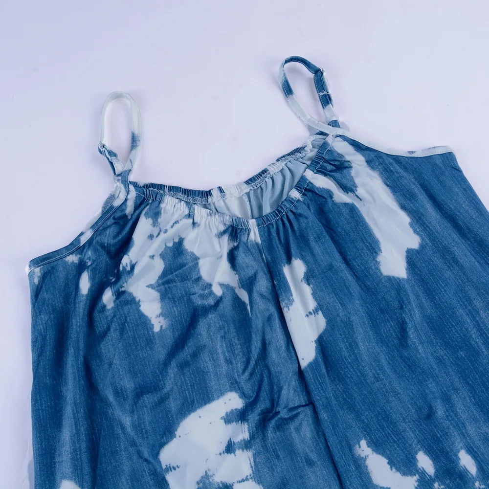 

Y2K Women Jumpsuits Print Jump Suit Body Overalls Sleeveless Tie-dye Beach Boho Cross-Pants For Female Holiday Women's Set