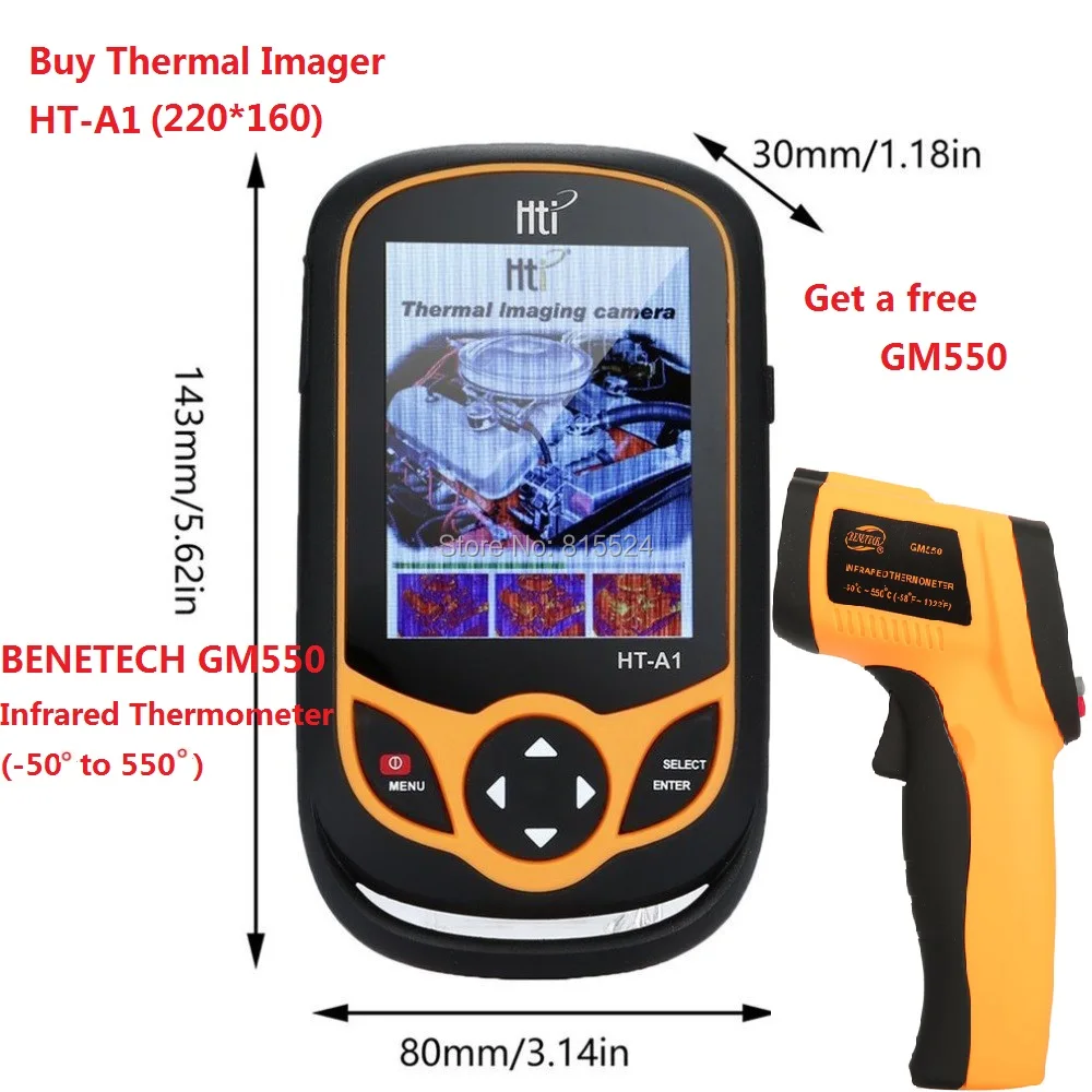 HT-A1 Free GM550 HT-A2 TFT экран теплового инфракрасного Imager камера детектор измеритель температуры измерительные инструменты 100-240 в 640*480 HT-A1 - Цвет: HT-A1 Free GM550