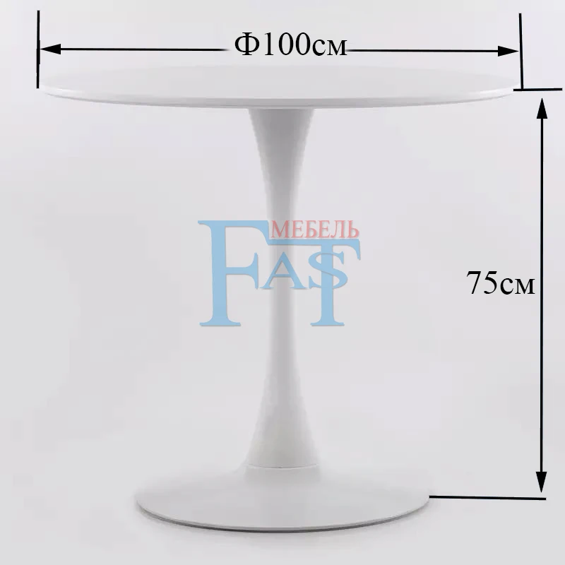 100cm White Домашний обеденный стол, белая краска полуматовая, стол на металлической основе, кухонный стол, круглый стол, современный стол, по России - Цвет: 100cm White