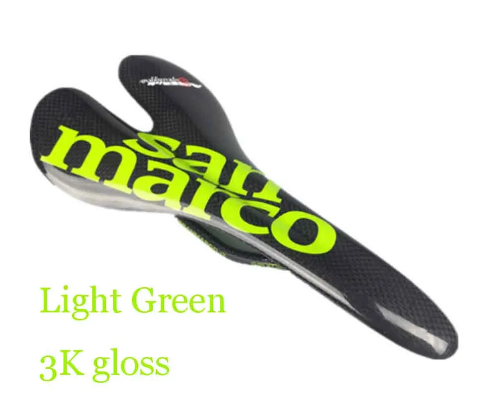 Light green gloss Полностью углеродное волокно велосипедное седло 3K Блеск/матовая дорога горный велосипед переднее сиденье велосипеда седло - Цвет: Light green gloss