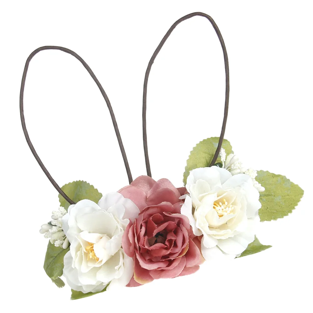 

Пасхальная повязка на голову с кроличьими ушками и цветами, детский цветочный головной убор для маленьких девочек, празднование Дня Рожден...