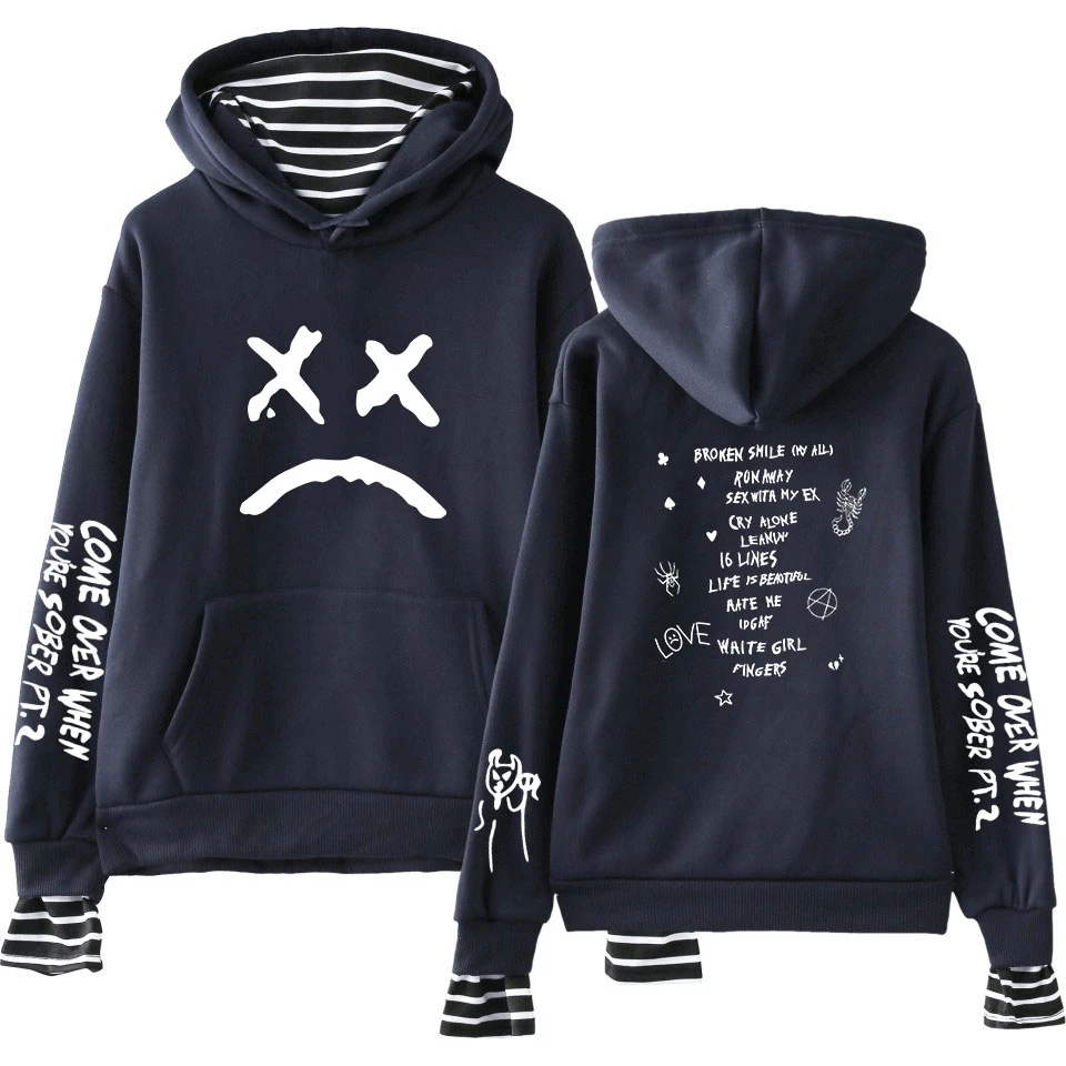 

Модные индивидуальные толстовки с принтом Lil Peep, имитация двух предметов, толстовки на весну и осень, женские свитшоты, новинка, одежда для д...