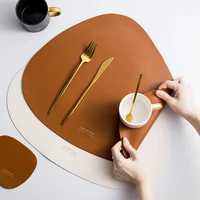 drop shaped placemat plate mat food grade leather table pad waterproof heat insulation kitchen gadget easy cleaning