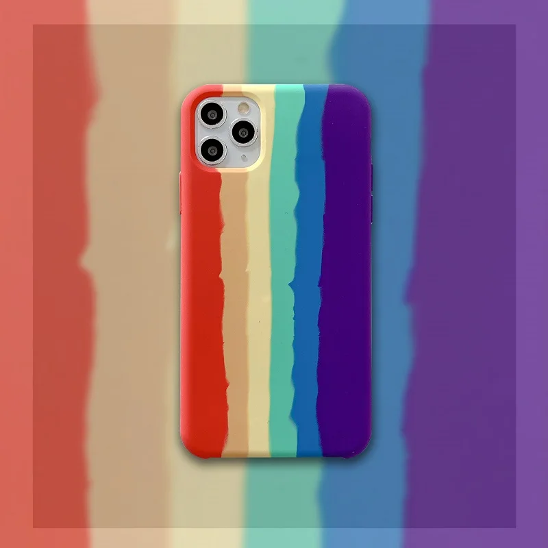 Радужный жидкий силиконовый чехол CASEIER для iPhone 11 Pro Max colors чехлы телефонов 7 8 SE 2020 X
