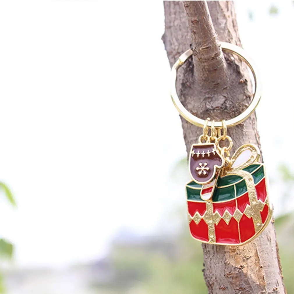 Модные брелки с Санта-Клаусом милые рождественской елкой хрустальные ювелирные