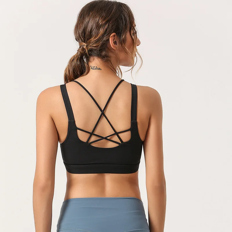 

New Double-Sided Nude Feel Beauty Back Underwear Shockproof Running Beauty Back Fitness Yoga Vest Sports Bra