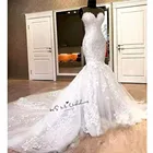 Женское свадебное платье-русалка без рукавов, кружевное платье с длинным шлейфом, свадебное платье с настоящими изображениями, 2020