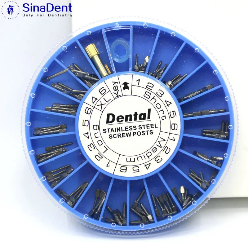 Dental Gold Plated Screw Post 120pcs&2Key Dental Screw Post Dental Supplies Root Canal