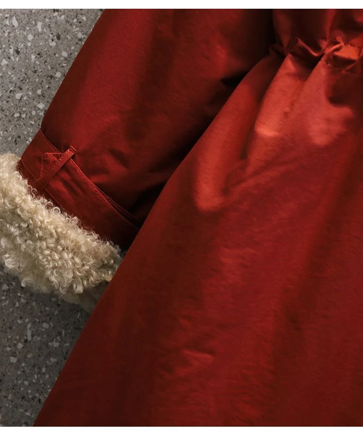 

Women Winter Stand Collar Lamb Wool Liner Thicken Long Parka Slim Waist Jacket Full Sleeve Big Pocket Coat Overcoat 4091429
