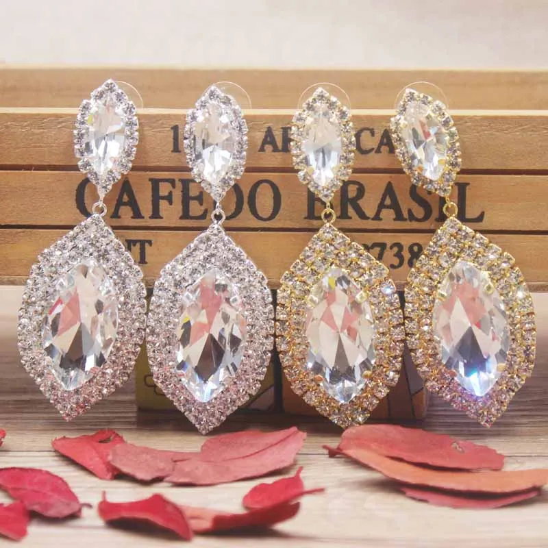 Zerong большой горный хрусталь Висячие серьги Роскошные ювелирные изделия падение