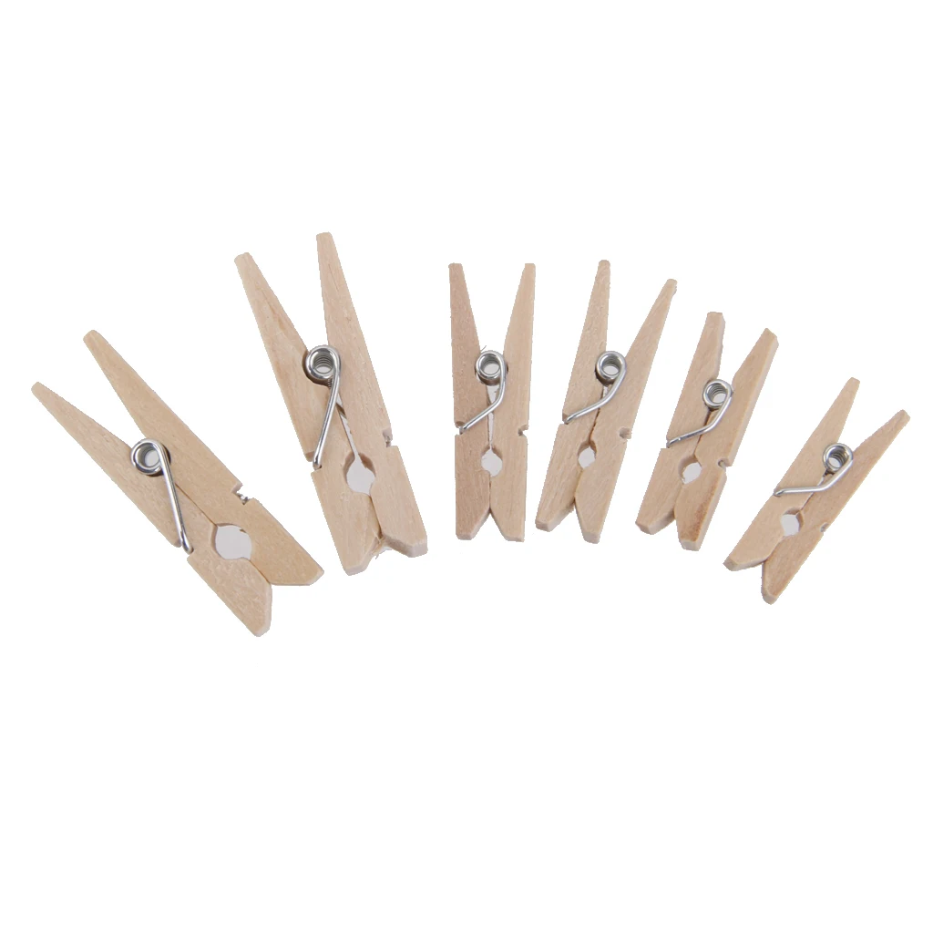 

100 Pieces Wooden Pegs Pin Clothespins Paper Photo Clips Natural Wood Finish for Crafts Home Party Nursery Decoration