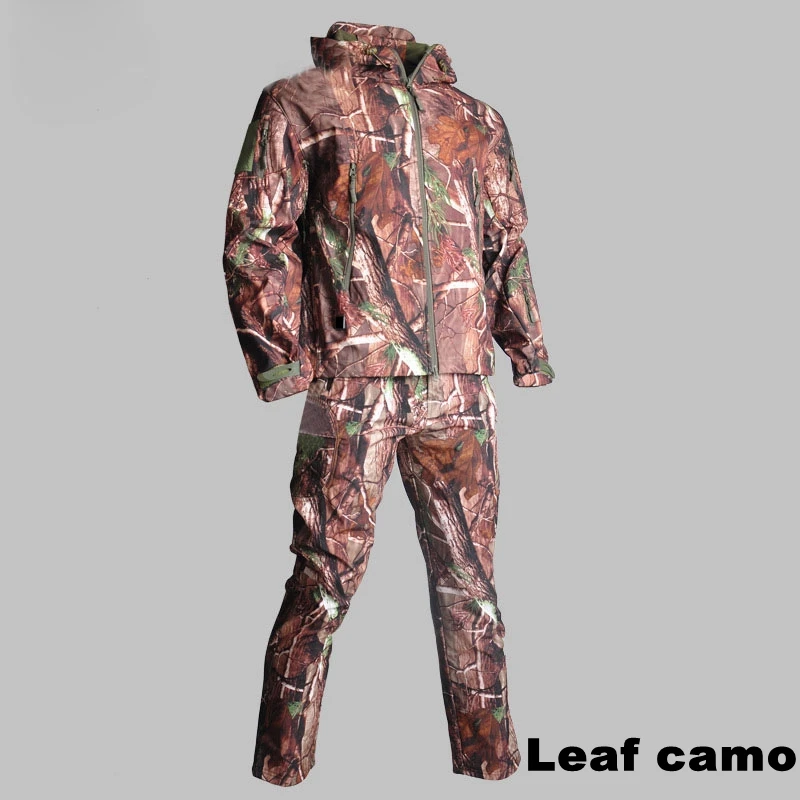 leaf camouflage Высокое качество спортивный набор армейский тактический боевой тренировочный костюм водонепроницаемый открытый Hikinh охотничий джекст и брюки Военная форма - Цвет: leaf camouflage