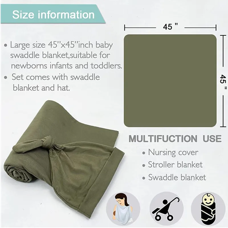 Одеяло и шапка для новорожденных трикотажный комплект мальчиков девочек пеленка