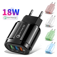 18w usb charger fast charge qc 3 0 wall charging for iphone 13 12 samsung xiaomi mobile 3 ports eu us uk plug adapter travel