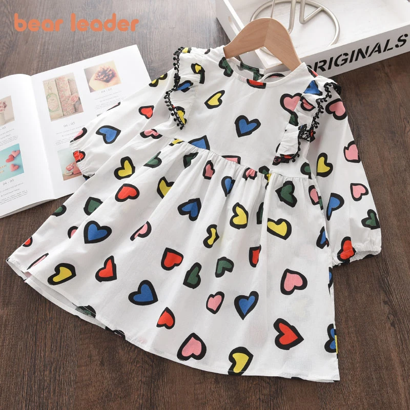 Bear Leader-disfraces informales de primavera para ni&ntilde;as, vestidos con estampado de coraz&oacute;n, volantes, ropa de Oto&ntilde;o de 2 a 7 a&ntilde;os-0