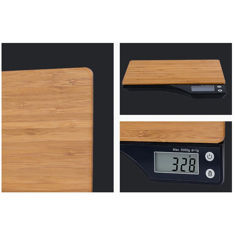 B&aacute;scula de cocina de bamb&uacute;, balanza ambiental de madera para alimentos, b&aacute;scula electr&oacute;nica LED para el caf&eacute; del hogar, b&aacute;scula para hornear 5KG/1G-3