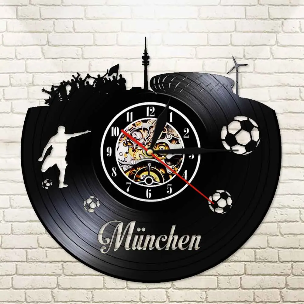 Виниловые настенные часы с городским пейзажем и виниловой записью для