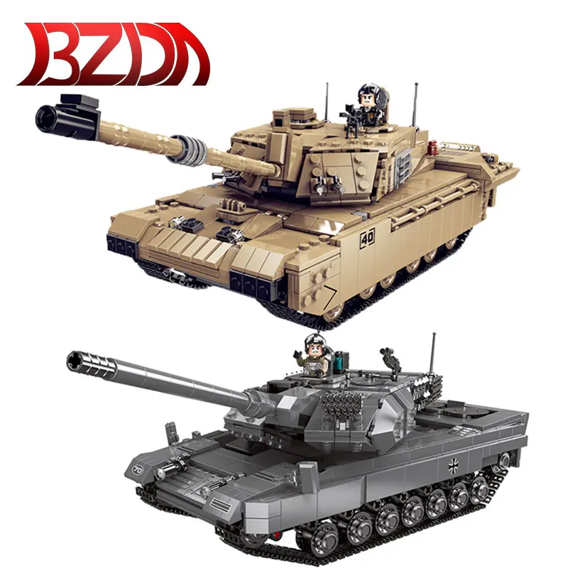 BZDA WW2 Военная серия Танк MOC основная станция модель строительные блоки детские