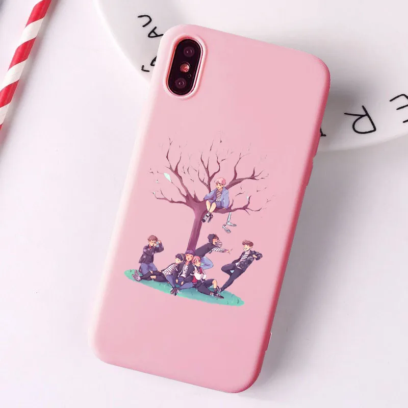 Модный розовый чехол Monsta X KPOP для мальчиков Мягкий силиконовый из ТПУ iPhone 6S 7 8PLUS XR