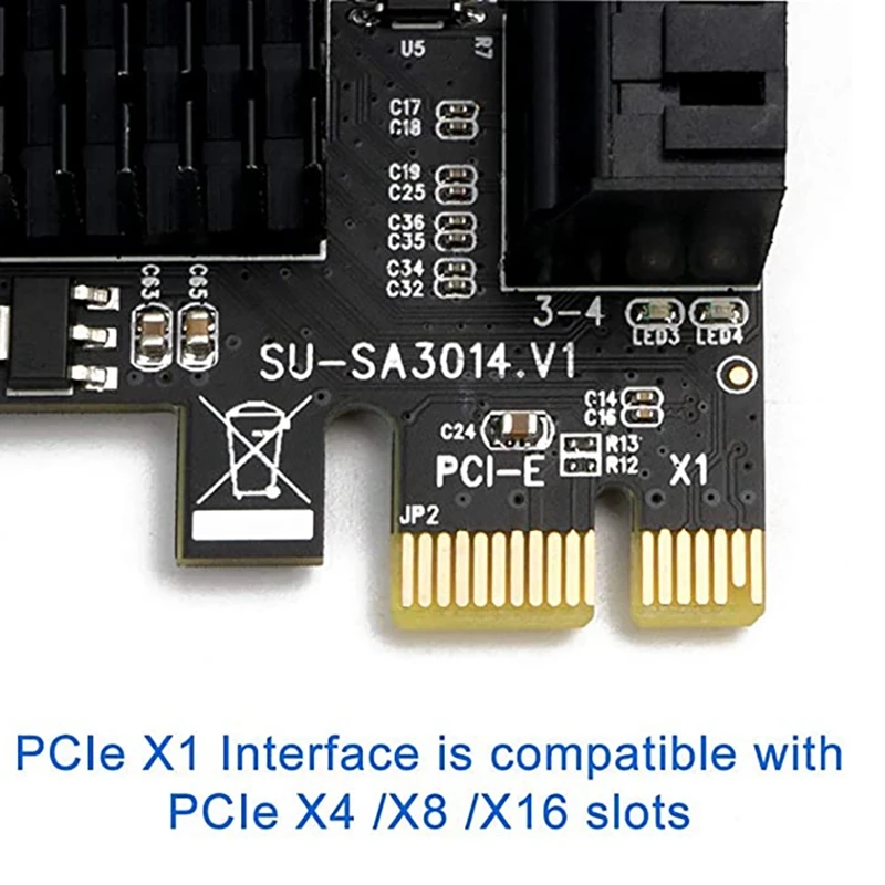 Новая PCIe SATA Плата расширения PCI-E X1 до 4-портового SATA3.0 6G карта компьютерного