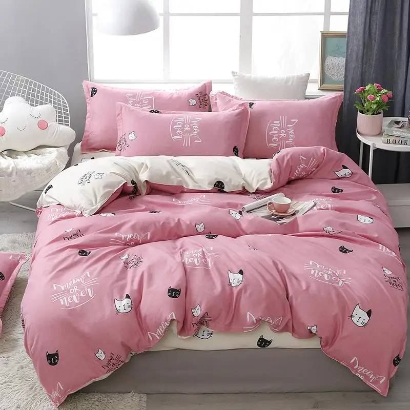 Комплект постельного белья из 56 предметов пододеяльник с рисунком розового кота