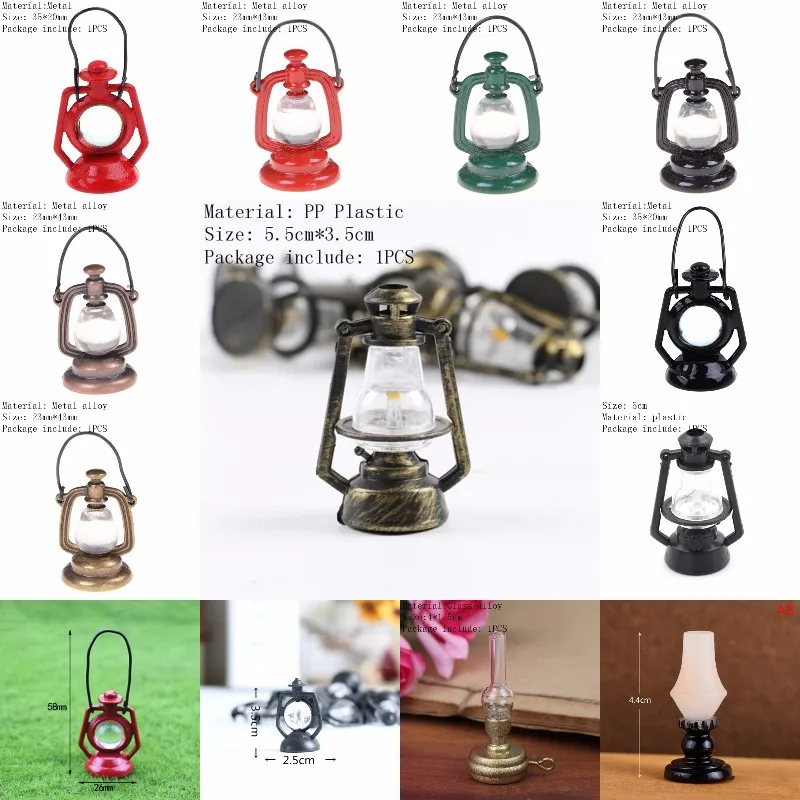 

Модный миниатюрный кукольный домик аксессуары для миниатюрного кукольного домика 1:12, масляная лампа, винтажная лампа, аксессуары для освещ...