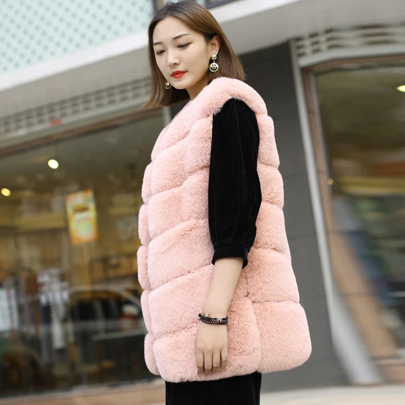 Новинка 2021 супермягкий теплый жилет из искусственного кроличьего меха женский