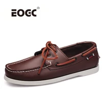 design hand sewing men shoes spring solid mens boat shoes footwear natural leather loafers slip onlace up lazy shoes men