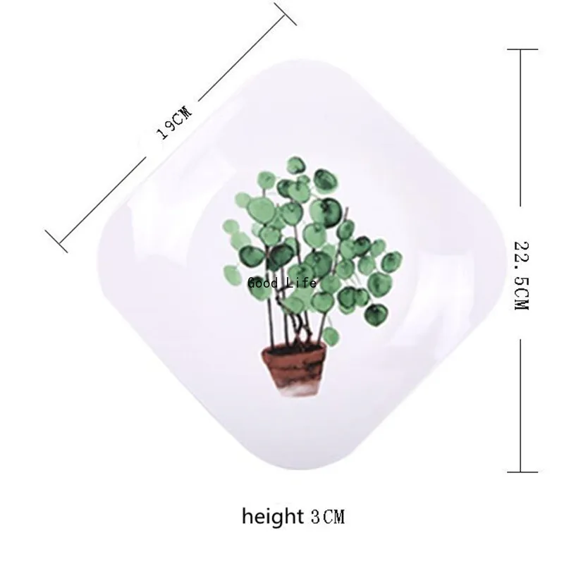 

8 inch Green Plants Ceramic Plates Dinner Porcelain Dessert Plate Beef Dish Fruit Plate Cake Tray Food Ceramic Tableware