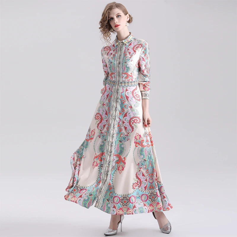 Модное ТРАПЕЦИЕВИДНОЕ ПЛАТЬЕ на пуговицах с цветочным принтом подиумное платье