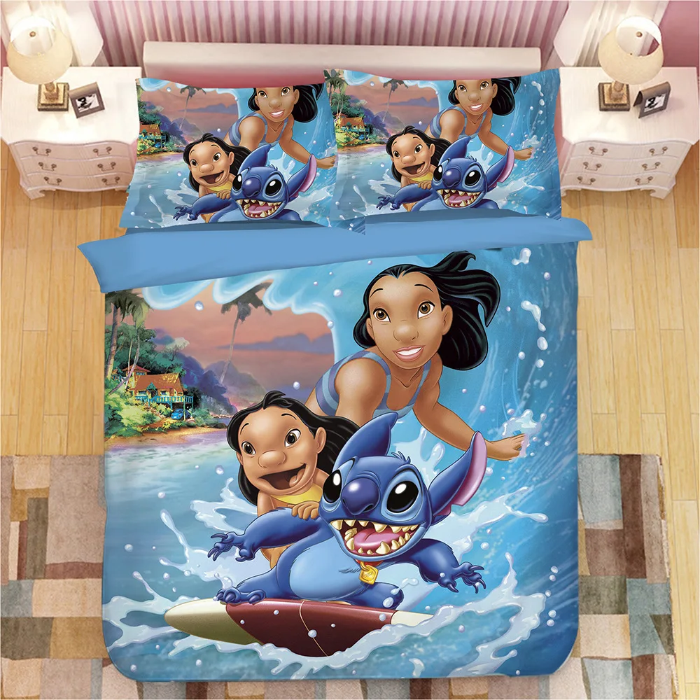 

Disney New stitch bedding set single double twin full queen king size cartoon girls boys bed cover pillow cases room decor gifts