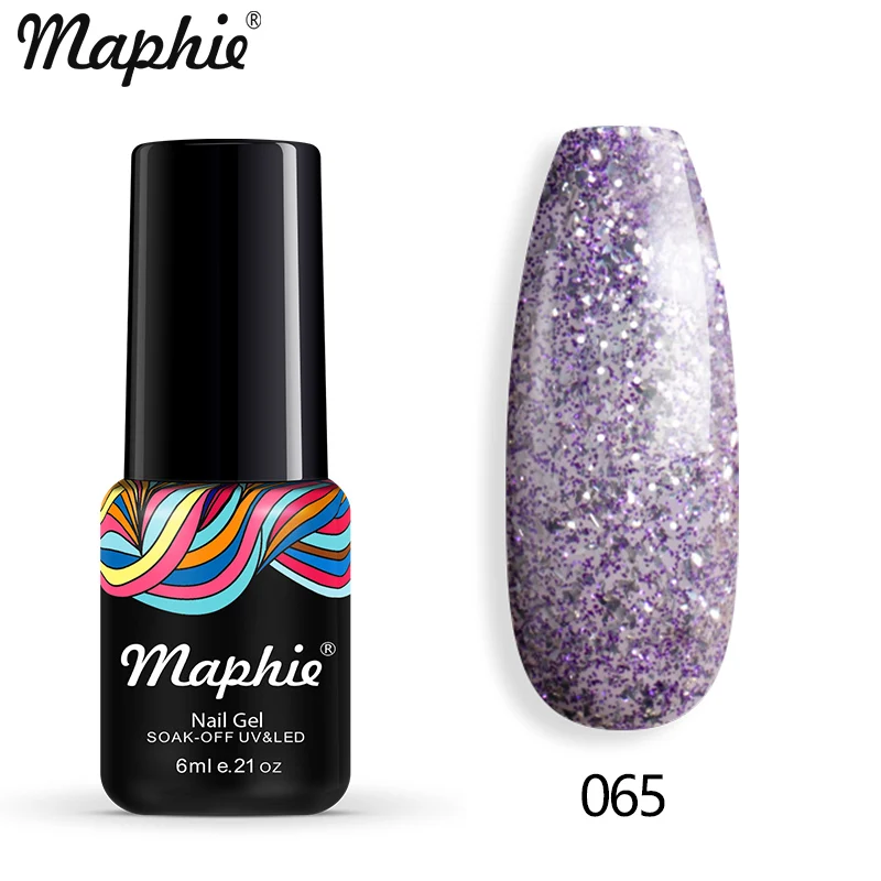 065 Maphie бриллиантовый блеск с ультрафиолетовым свечением Гель-лак для ногтей мерцающий декор с блестками Блестящий лак для ногтей полуперманентный лак Led синий гель для ногтей - Цвет: 065