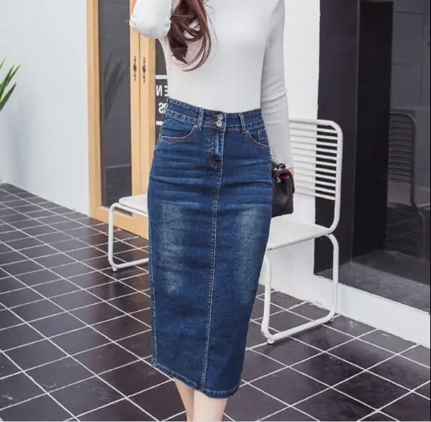 Женская юбка карандаш с завышенной талией черная синяя облегающая офисные