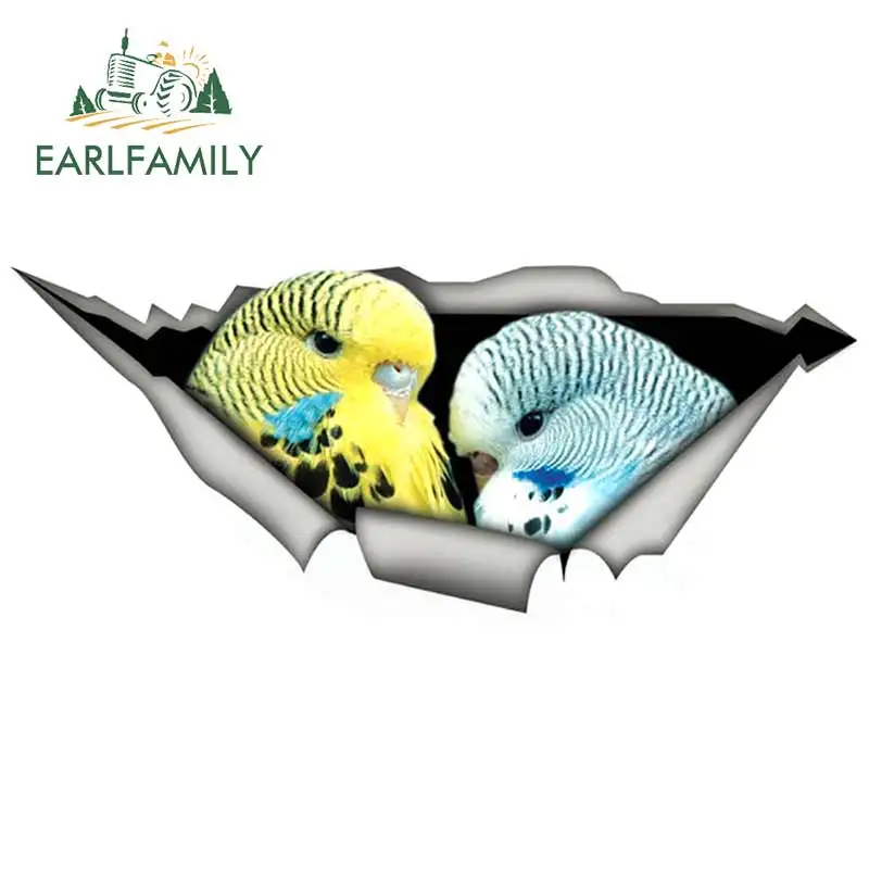 EARLFAMILY 13 см x 5 желтые и синие птицы Budgie Автомобильная наклейка рваная