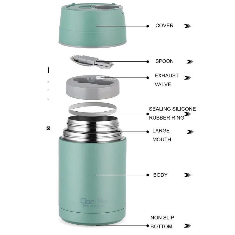 

800ML/1000ML High Quality Thermos Lunch Box Stainless Steel Food Container Thermos with Spoon Thermos Vacuum Flasks Thermocup